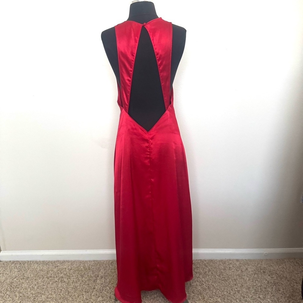 Vintage VICTORIA'S SECRET Red Lace Slip 80s Gold Label Size Medium - Picture 2 of 8